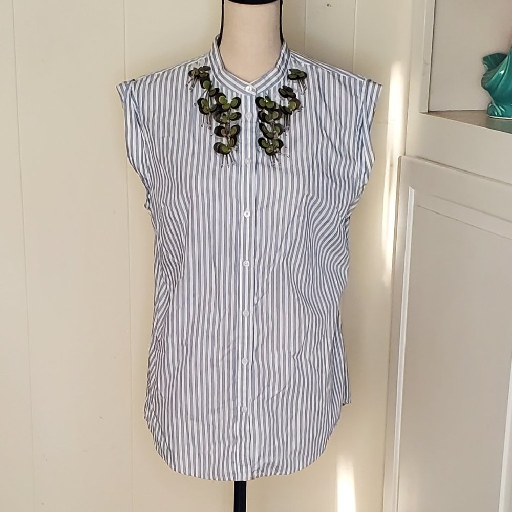 Banana Republic Striped Blouse with "Jewelry"